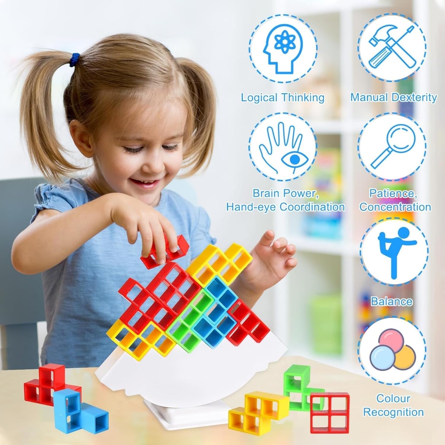 3D Tower Game, Tower Balance Game, Tower Stacking Game Adult Kid Tower Stacking Blocks Balance Game Blocks Building Toys for Kids Age 3+ Years (16 Pcs Set) 3D Tower Game, Tower Balance Game, Tower Stacking Game Adult Kid Tower Stacking Blocks Balance Game Blocks Building Toys for Kids Age 3+ Years (16 Pcs Set)